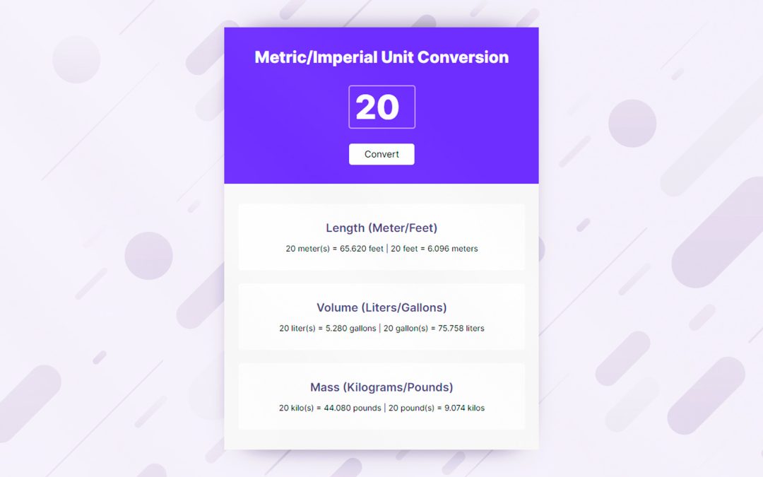 Metric / imperial unit converter